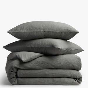 Parachute organic textured  full/queen duvet cover set, NWT, Reed color